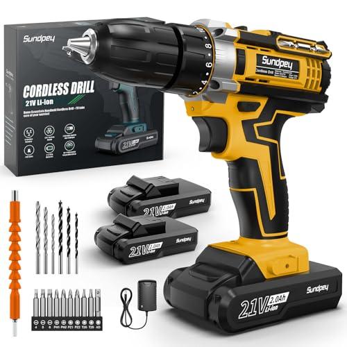 Sundpey Trapano Avvitatore a Batteria 21V con 2 Batterie e Accessori