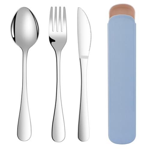 ABOHU Set Posate da 3 Pezzi in Acciaio Inox con Astuccio Portatile