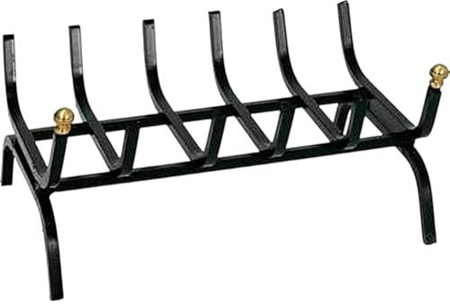 Brucialegna in Ferro Battuto con Pomelli in Ottone per Camino - 50x30x26h cm