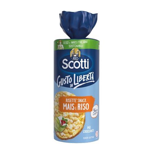 Riso Scotti - Risette Riso e Mais - Gallette di Riso e Mais Senza Glutine Bio, Alimento Biologico per la Colazione - Riso e Mais da Agricoltura Sostenibile - 150 gr