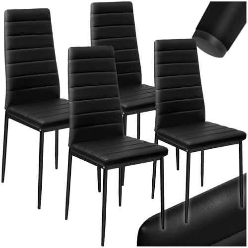 tectake® Set 4 Sedie Sala da Pranzo in Ecopelle Nera