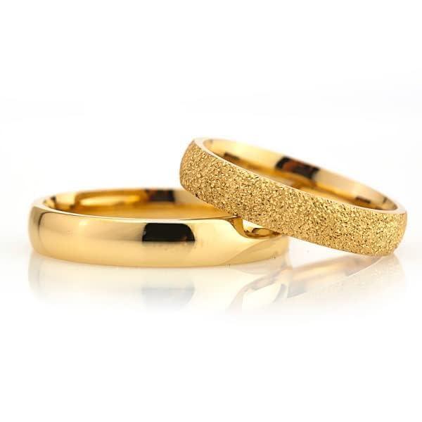 Set di fedi nuziali placcate in oro 14 carati da 4 mm in argento 925 personalizzabili