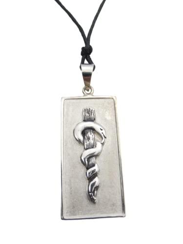 Ciondolo Bastone di Asclepio in Argento 925 - Simbolo di Medicina