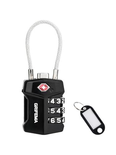 GRIFEMA Lucchetto TSA con Combinazione a 3 Cifre e Cavo in Acciaio