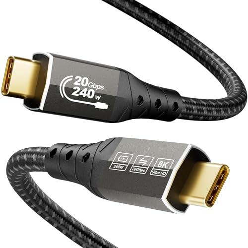 ZIKNYDO Cavo USB Type C 3.2 Gen 2x2, 240W, 8K@30Hz, 2 metri