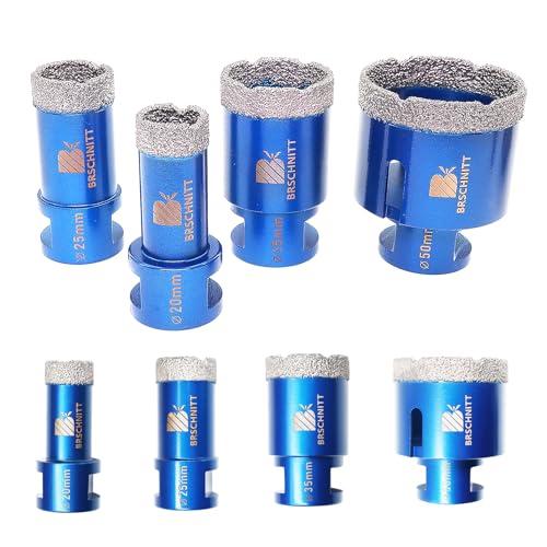 BRSCHNITT Set di Punte Diamantate per Trapano - 20/25/35/50mm, Filettatura M14 per Taglio a Secco di Porcellana, Granito, Piastrelle e Marmo