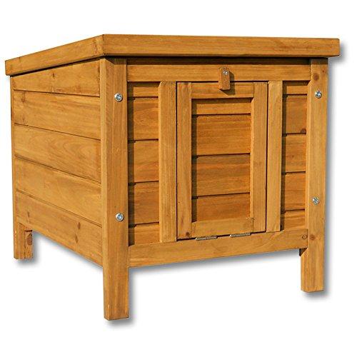 Wiltec Cuccia per gatti 420 x 515 x 430 mm in legno di abete rosso, casetta per conigli con tetto incernierato, guarnizione in bitume, conigliera per animali da giardino/balcone