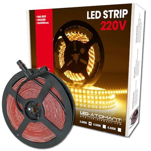 Striscia LED 220V Atomant, 10 Metri, Bianco Caldo, Impermeabile
