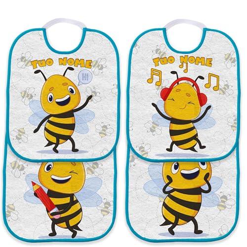 Set 4 Bavaglini Asilo Personalizzati con Nome - Morbida Spugna Made in Italy