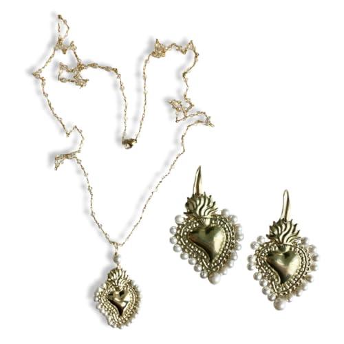 Set Collana e Orecchini Cuori Sacri e Pietre Dure Artigianali