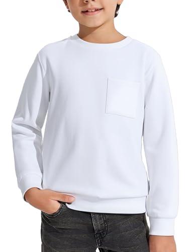 Arshiner Felpa in Pile Bianco Bambini e Ragazzi Girocollo Manica Lunga Felpa Senza Cappuccio Invernali Pullover Top Sportive Maglietta Sweatshirt 10-11 Anni