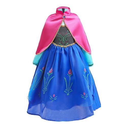 Lito Angels Vestito Costume Principessa Anna con Mantello per Bambina