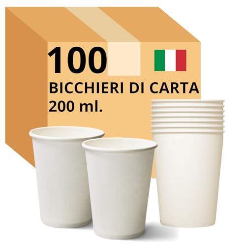 Easy8 100 Bicchieri Carta 200 ml Biodegradabili