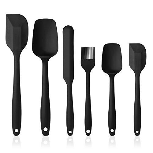 Vicloon Set di Spatole in Silicone (6 pz) - Utensili da Cucina Antiaderenti e Termoresistenti (Nero)