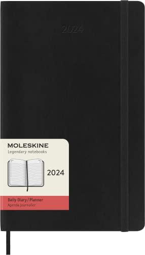 Moleskine Agenda Giornaliera 12 Mesi 2024 - Formato Large Nero