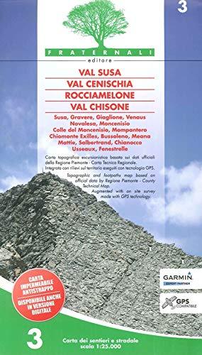 Carta n. 3. Val Susa, val Cenischia, Rocciamelone, val Chisone. Carta dei sentieri e stradale 1:25.000 [Lingua inglese]