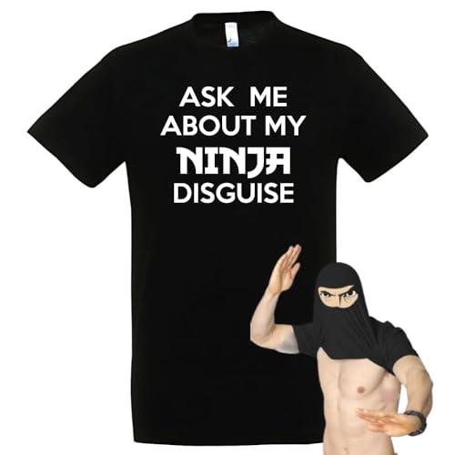 T-shirt Uomo Nera con Stampa Ninja 
