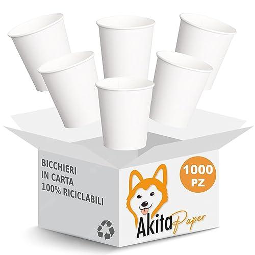 AKITAInk Bicchieri Monouso in Carta Bianchi 200ml - 1000 Pezzi