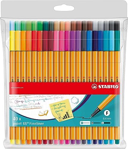 Stabilo Point 88 Fineliner - Astuccio da 40 - Colori Assortiti