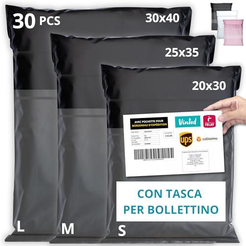 EMBALLAX - 30 Buste per Spedizioni Vinted con Tasca per Bollettino - Taglie S/M/L