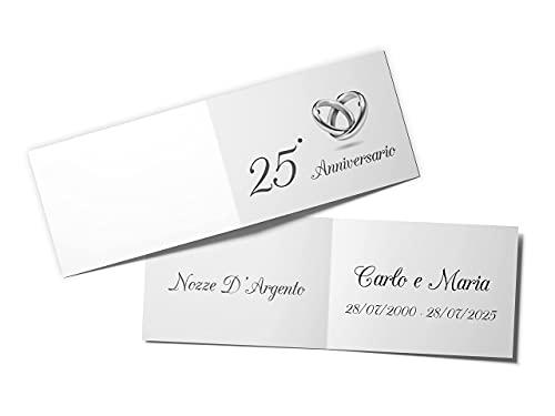 110 Bigliettini Bomboniera 25° Anniversario Nozze d'Argento