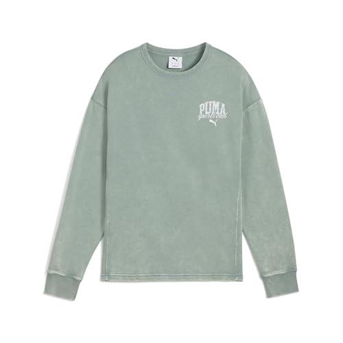PUMA Class Comfort Washed Crew TR Felpa Bambina Green Moon