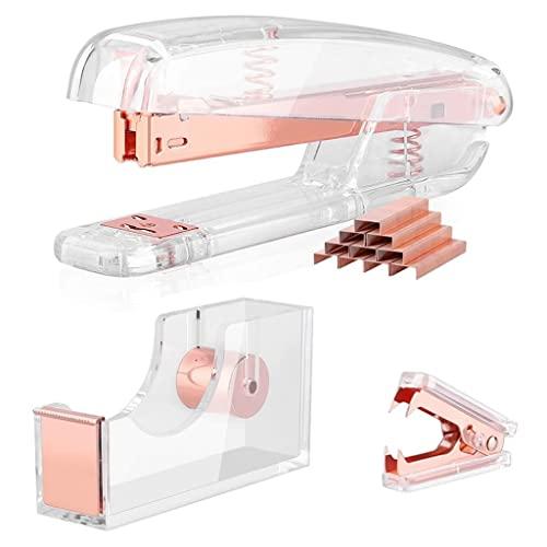 EFARMA Cucitrice da Tavolo Oro Rosa - Kit 3 Accessori Scrivania