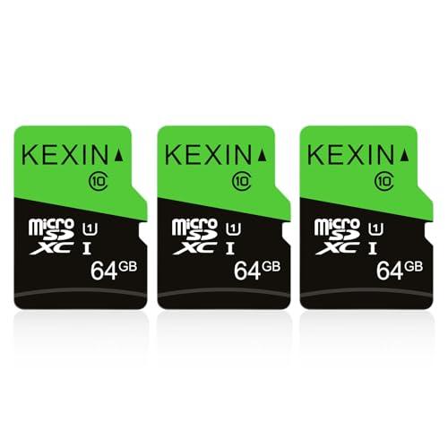 KEXIN Micro SD 64GB - Set da 3 Schede di Memoria MicroSDXC