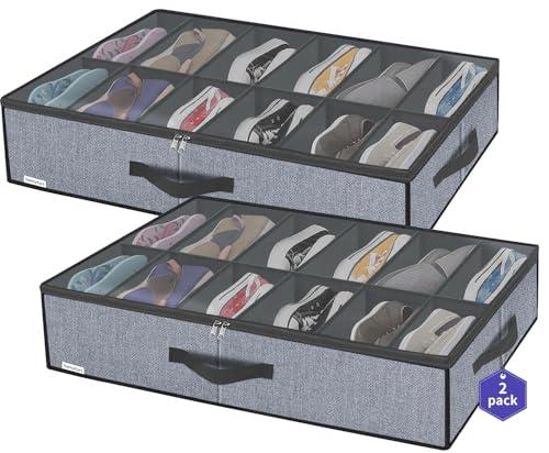 Homyfort Cassettiera Sottoletto per Scarpe con Coperchio Trasparente - 12 Scomparti