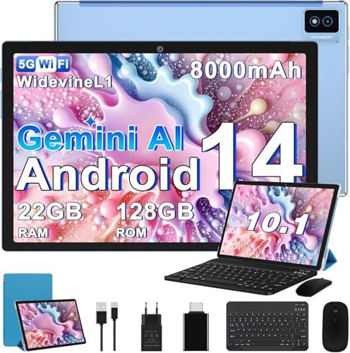 Biegedy Tablet 10 Pollici Android 14, 22GB RAM, 128GB ROM, WiFi 6, Widevine L1, Blu