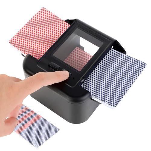 AOKUY Mescolatore di carte automatico per 1-2 mazzi, batteria ricaricabile da 2000mAh, mescolatore elettrico a basso rumore per Poker, UNO, Blackjack, Phase 10 e altro – Mescolata con un tocco