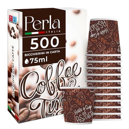 Perla - 500 Bicchierini Caffè Carta 75ml - Bicchieri Caffè Monouso Biodegradabili
