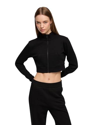 TERRANOVA Felpa Crop da Donna con Zip Frontale Nera