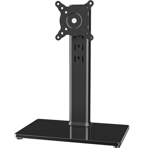 Hemudu Supporto da Scrivania per Monitor da 13-32 Pollici, Supporto TV da Tavolo Regolabile in Altezza da 4 livello, Supporto TV Girevole, Rotazione ±50°, Inclinazione 25°, fino a 35 kg