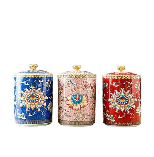 Set di 3 Barattoli in Ceramica Stile Cinese Vintage per Tè, Caffè e Altro