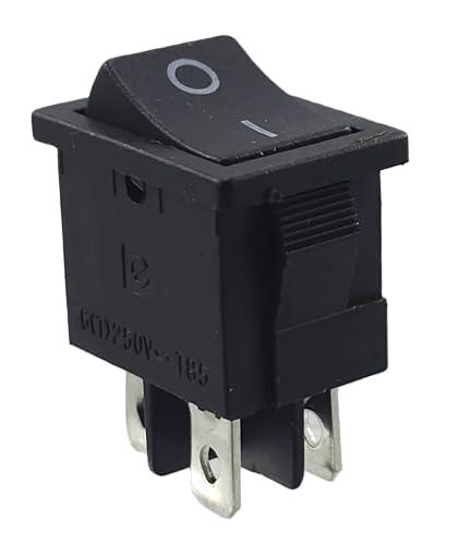 Interruttore a bilanciere da incasso, nero, 19 x 13 mm, dimensioni telaio 21 x 15 mm, 6 A, 250 V ~ 4 pin