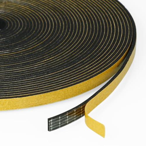 flintronic Nastro Autoadesivo in Schiuma, 6x1.5 mm 10m - Guarnizione Insonorizzante e Antipioggia Nera
