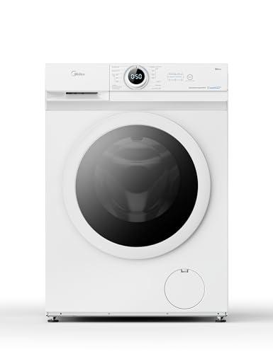 Midea MF10EW80B Lavatrice Slim Carica Frontale, 8 kg, 1400 Giri, Classe A, Vapore, Motore BLDC, Programma Rapido, Varie Temperature dell'Acqua, White