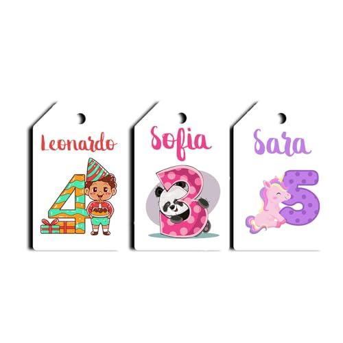 12 Cartellini Tag Bigliettini Compleanno Bambini Personalizzati