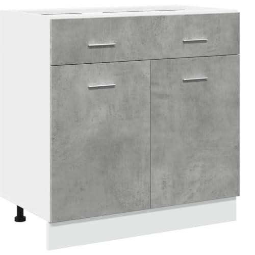 vidaXL Armadio Inferiore Cassetto Grigio Cemento 80x46x81,5Multistrato