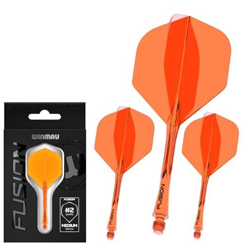 WINMAU Freccette Fusion Integrated Flight & Shaft System – N. 2 Forma e Design – Colore Arancione, Lunghezza Intermedia