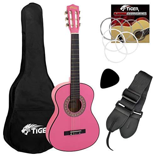 TIGER CLG6-PK Set chitarra classica per bambini, misura 1/2, colore rosa