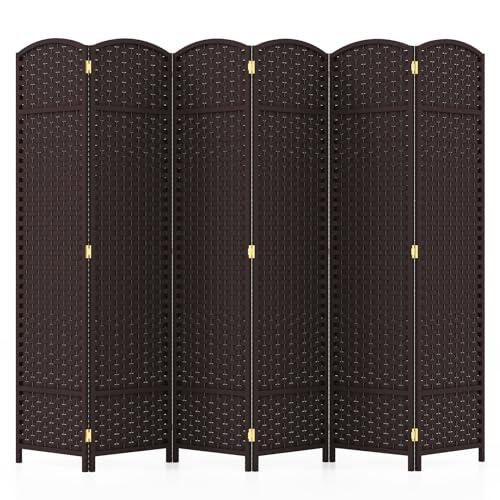 Paravento Pieghevole a 6 Pannelli Marrone COSTWAY