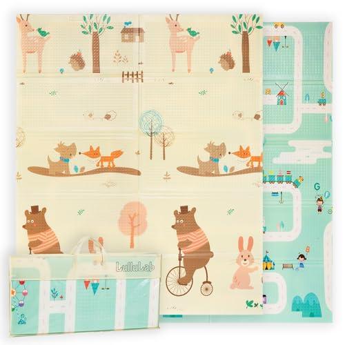 LulluLab Tappeto Gioco Bambini Neonati Pieghevole Reversibile Impermeabile 180x150x1 cm
