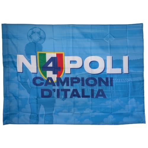 Bandiera Napoli 4 Scudetto 140 x 100 cm - Celebra il Trionfo Azzurro Stagione 2024/25