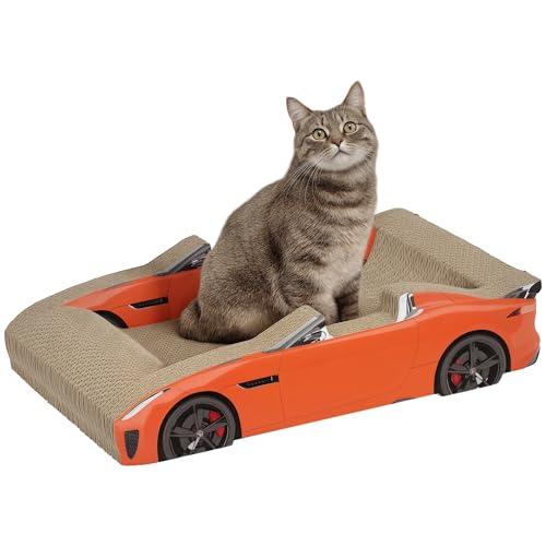 PawHut Tiragraffi per Gatti a Forma di Auto con Erba Gatta