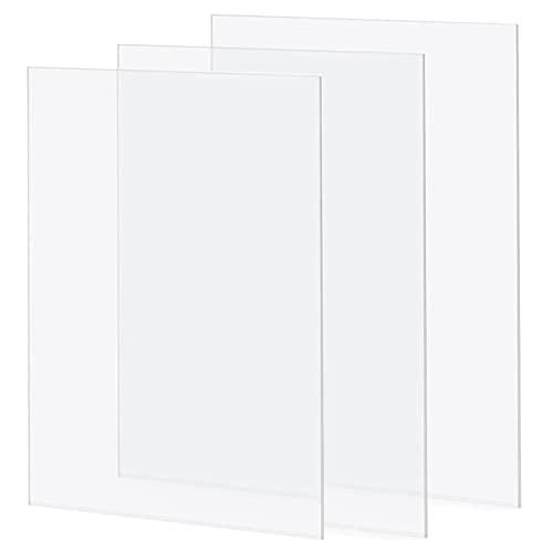 GSHUR Confezione da 3 Fogli Acrilico Trasparente A3 - Plexiglass 2mm per Decorazioni e Fai Da Te