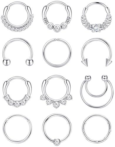 JeweBella 12 Pezzi Septum Piercing Acciaio Chirurgico