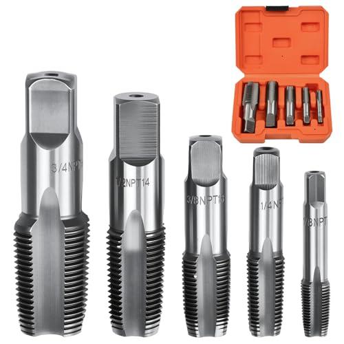 Zithgen Set di Maschi a Tubo NPT - 5 Misure per Filettatura Perfetta