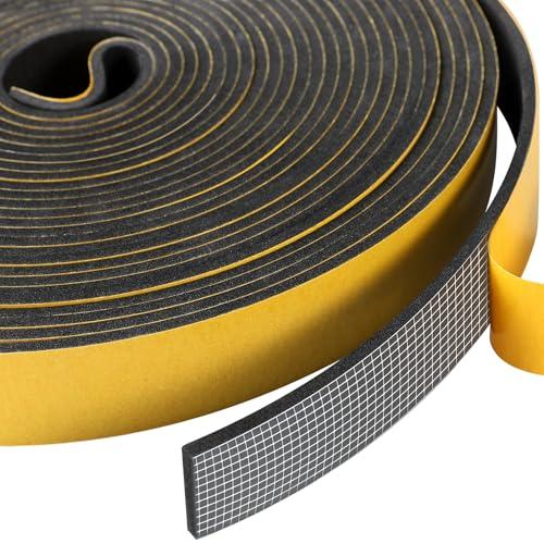 Inwee Guarnizione Finestra Adesiva, 25 mm x 3 mm Nastro Autoadesivo in Schiuma, Guarnizione a Celle Chiuse ad Alta Densità, Insonorizzante Resistente alle Intemperie，Totale 10M Nero